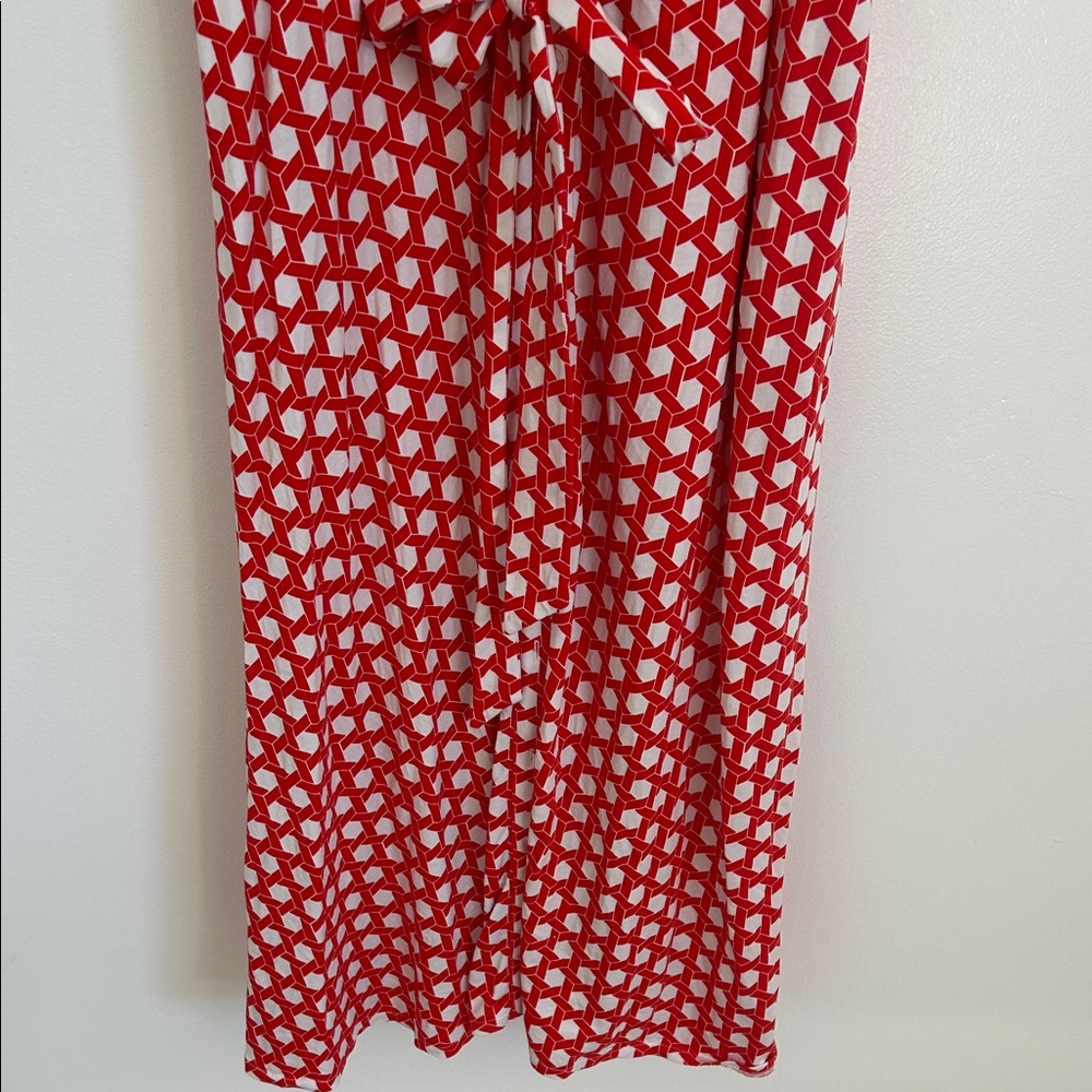 Boden Red and White Polka Dot Midi Dress - Picture 5 of 8
